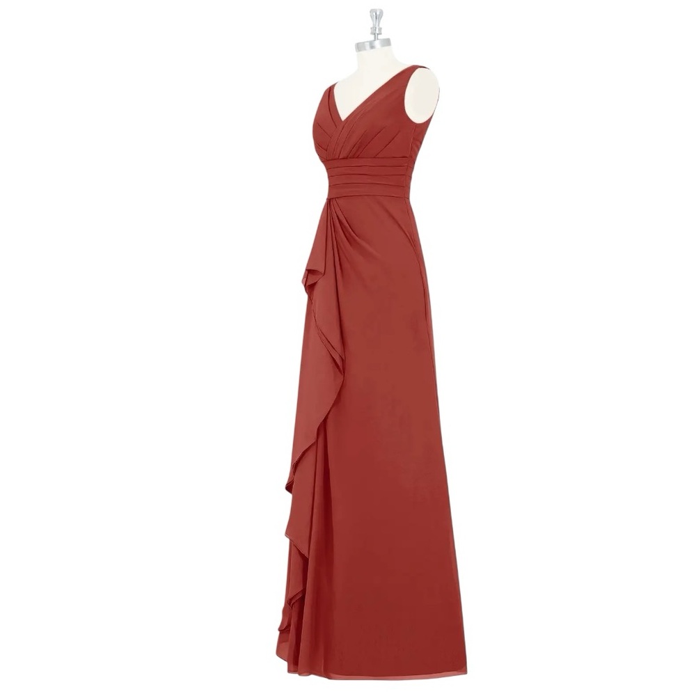 AZAZIE JULIANNA, Terracotta A-Line Chiffon Dress 37319 - Picture 7 of 10